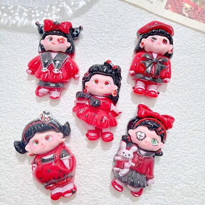 卡通Cosplay红衣女孩diy奶油胶树脂配件手工手机壳发夹鞋饰品材料
