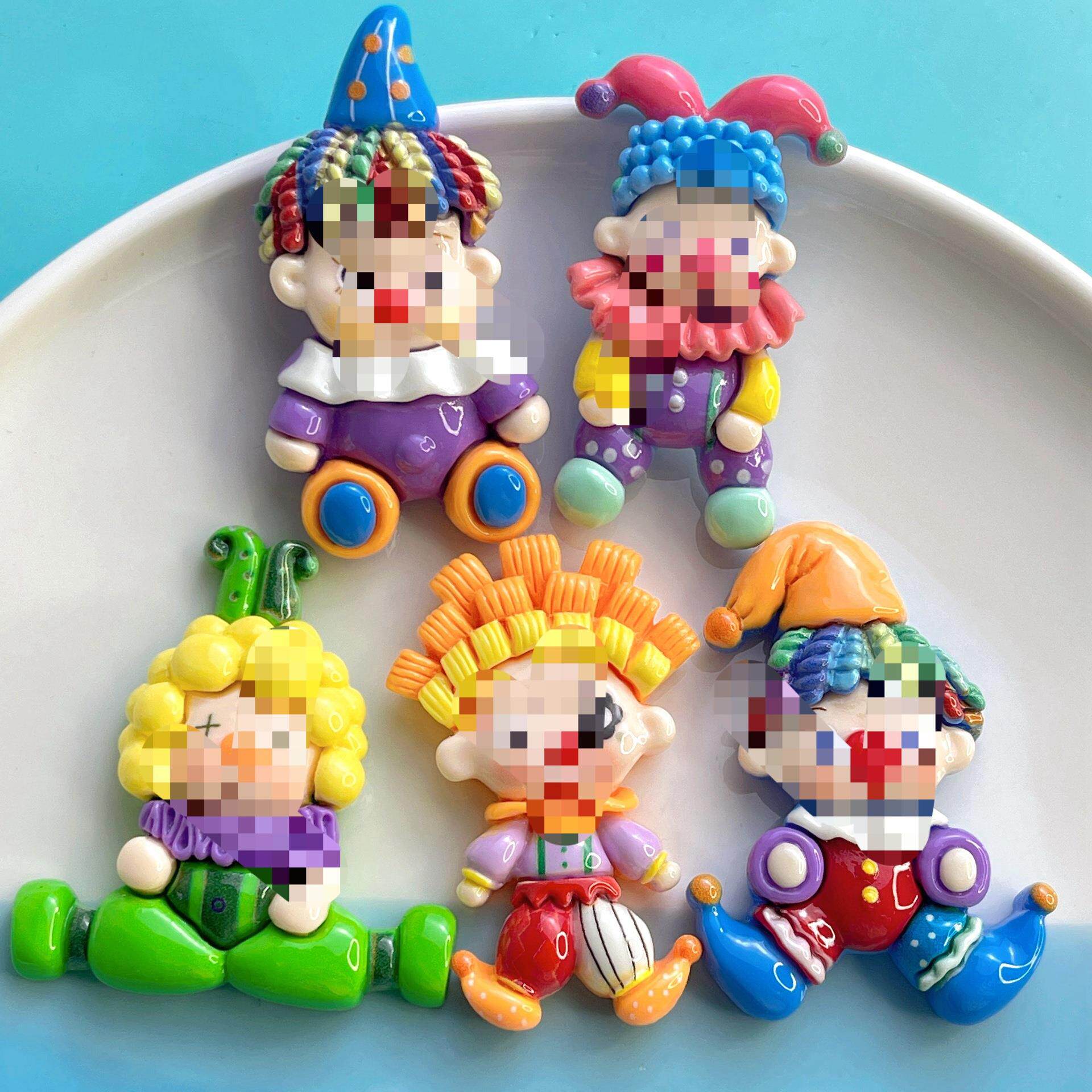 大号卡通小丑可爱树脂配件 奶油胶diy手工发货头绳手机壳冰箱