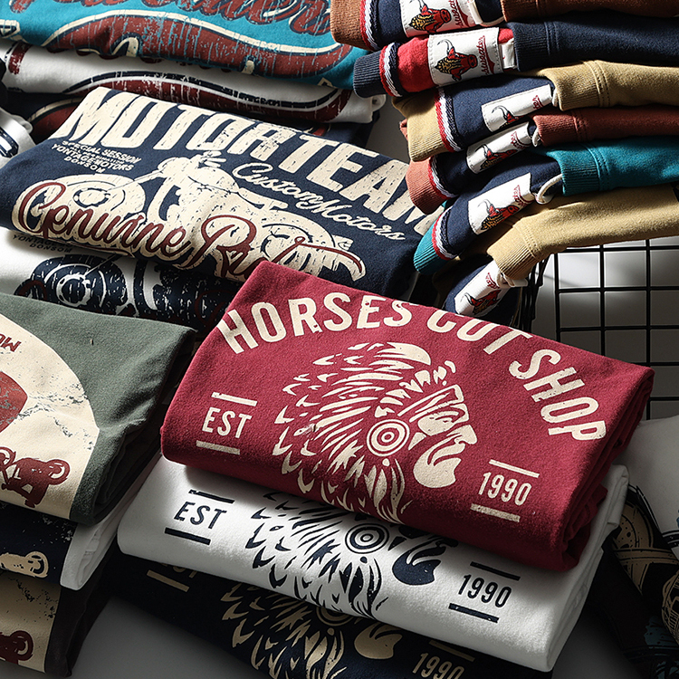 水洗纯棉短袖男士T恤印花圆领