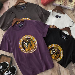 T恤打底 纯棉水洗磨毛圆领休闲百搭短袖 夏季 高端印花男女情侣半袖