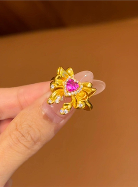 水冰月可爱蝴蝶结开口戒指