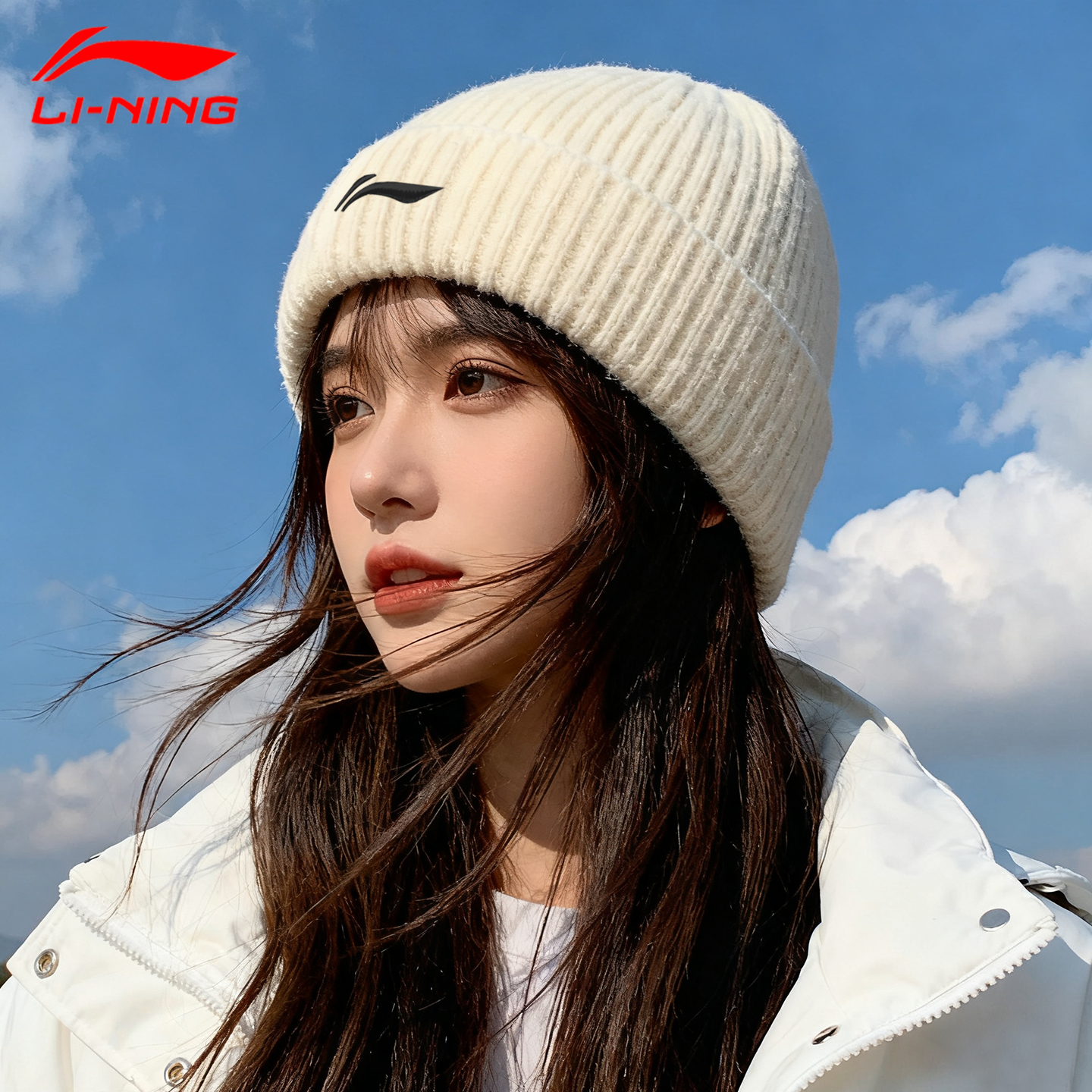 李宁针织帽女冬季加厚加绒帽子防风保暖情侣休闲时尚运动毛线帽男