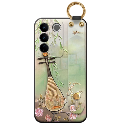 vivo个性玉兰手机壳布纹送斜跨