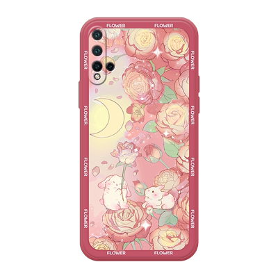 玫瑰月兔适用于华为nova5手机壳5pro清新5i卡通5z个性nova4女4e时尚新款硅胶nova33i镜头全包保护套