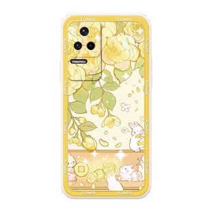 黄花海金币兔适用于红米k50手机壳k50pro清新k40卡通pro新品红米k30硅胶k20pro女款镜头全包保护套