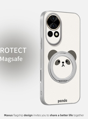 圆脸熊猫适用华为nova12手机壳nova15新款12ultra卡通12活力版个性nova14磁吸支架pro皮纹nova13全包防摔