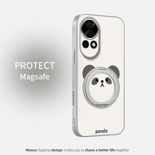 圆脸熊猫适用华为nova12手机壳nova15新款12ultra卡通12活力版个性nova14磁吸支架pro皮纹nova13全包防摔