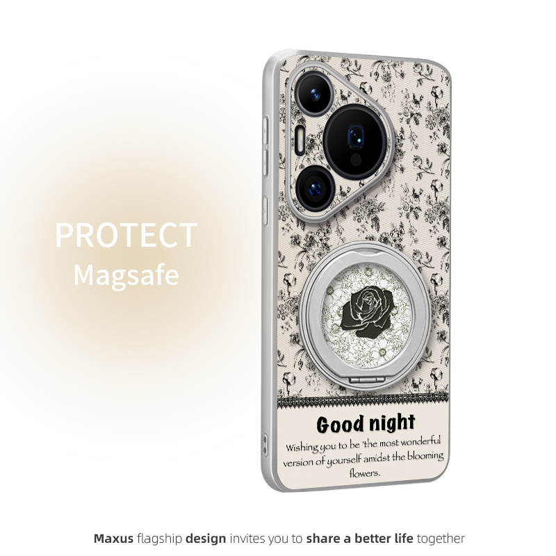 线条山茶花适用华为pura70手机壳pura70pro+新款p70ultra高级p60磁吸支架p50pro女款p40pro镜头全包防摔壳