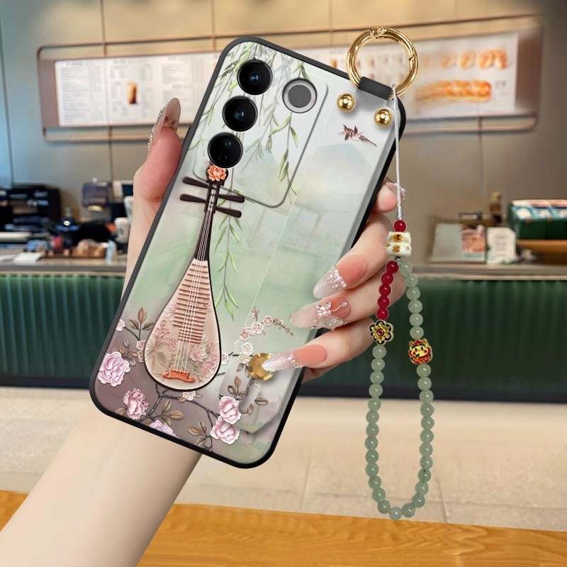 vivo个性玉兰手机壳布纹送斜跨