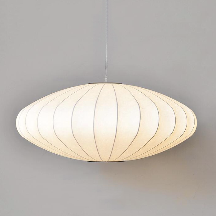 北欧设计师款仿真蚕丝卧室餐厅单头灯笼扁平款日式侘别墅蚕茧吊灯