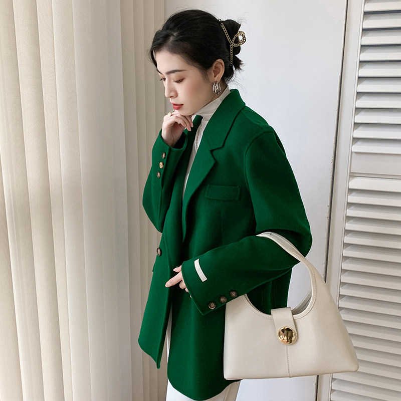 小个子短款羊绒大衣女中长款高端2021年冬季新款双面呢羊毛呢外套