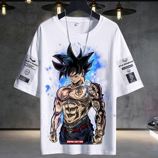 七龙珠超联名赛亚短袖男女悟空ins超鸟山明纪念t恤卡通夏季情侣装