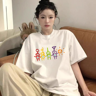 Teletubbies 260克重磅纯棉！小众设计感时尚短袖T恤百搭宽松上衣