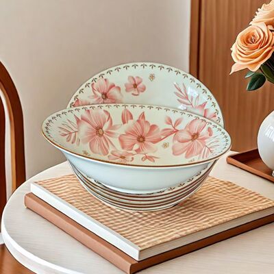 芬芳家用陶瓷面碗拌面吃饭大号菜碗斗笠碗釉下彩创意北欧新款餐具