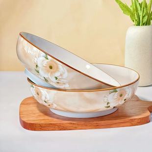 山茶花9英寸陶瓷汤碗面碗大碗水煮鱼碗毛血旺碗复古欧式碗