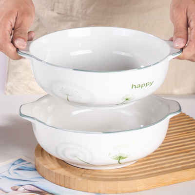 10.5英寸蒲公英双耳汤碗汤锅创意陶瓷大号碗菜碗汤盆大容量汤碗