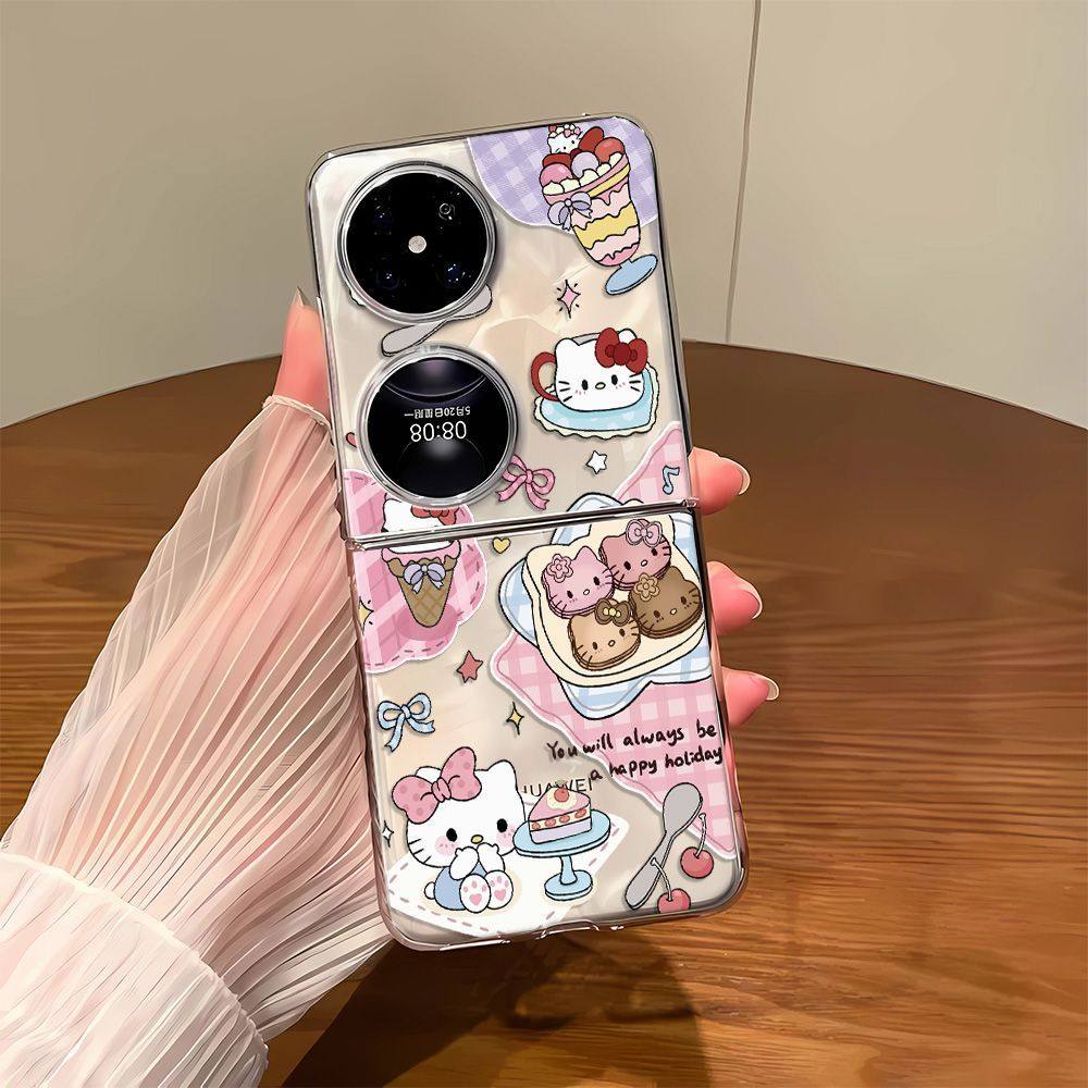 饼干KT猫适用华为POCKET2三星ZFLIP3/4/5手机OPPON2/N3FLIP保护壳