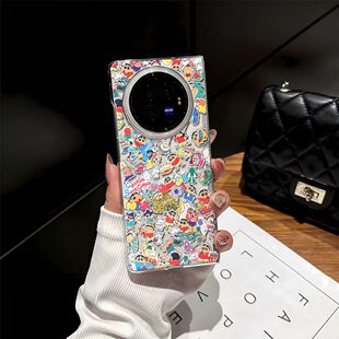 蜡笔小新适用于Vivo X Fold2 Pro折叠手机壳X Fold+/3卡通透明
