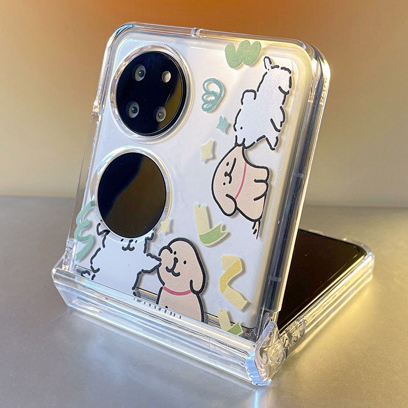 黄白小狗华为pocket2手机壳mixflip/vflip折叠n3/xflip透明硬壳z6