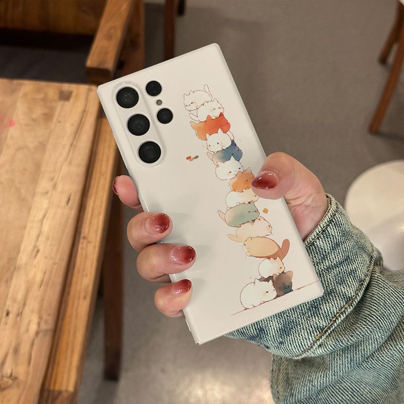 猫咪叠叠乐适用三星S22Ultra手机壳S23Ultra全包边S24新款透明软壳s25至尊note9可爱a225g