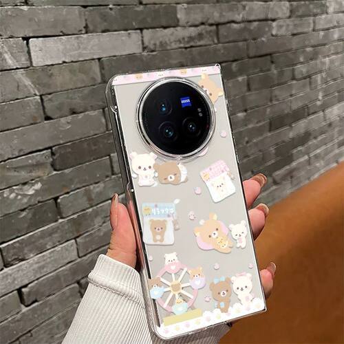 ins轻松熊适用VIVOXFold5手机壳XFold3Pro防摔XFold2透明硬壳