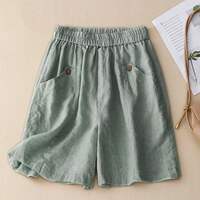 Cotton and linen capri pants, short pants, women's summer new thin casual pants, linen oversized pants, middle-aged and elderly mom outfits thumbnail 2