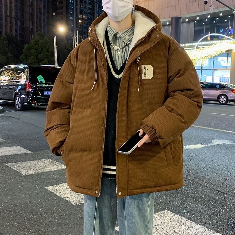 羊羔绒秋冬季男士棉衣加绒加厚保暖外套棉服潮流连帽棉袄子女宽松