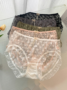 戴安芬大码蕾丝内裤女胖妹妹200斤性感中腰网纱透明薄款透气无痕