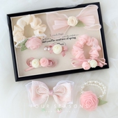 甜美玫瑰花蝴蝶结大肠发圈超仙花朵发夹前额侧边刘海夹发卡头饰品