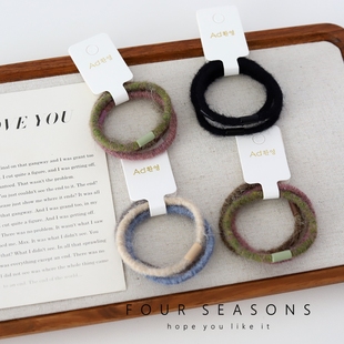 秋冬毛绒发圈加粗耐用头绳高弹力扎头发橡皮筋简约基础款 发绳发饰