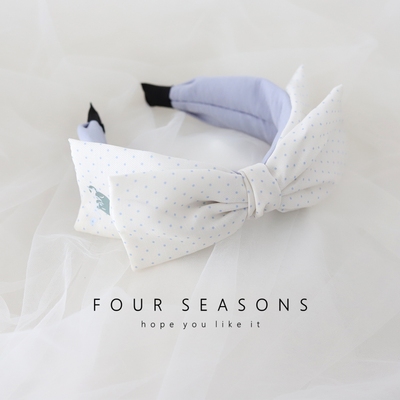 森系清新蓝色小波点蝴蝶结发箍