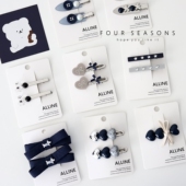 甜美少女蝴蝶结爱心发夹简约韩系藏青色发卡刘海夹可爱小熊侧边夹