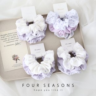 紫色系碎花大肠发圈甜美简约百搭发绳少女心发饰头饰学生皮筋头绳