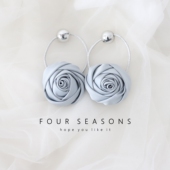 法式 玫瑰花发圈缎面精致甜美花朵珍珠发绳简约气质少女头绳发饰品