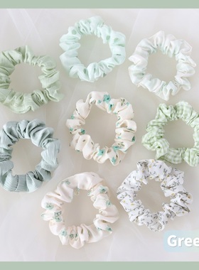 【3件包邮】小清新绿色小肠圈森系田园碎花发圈头饰 少女心扎发绳