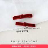 简约韩系酒红色丝绒蝴蝶结发夹秋冬氛围感气质边夹刘海夹发卡头饰