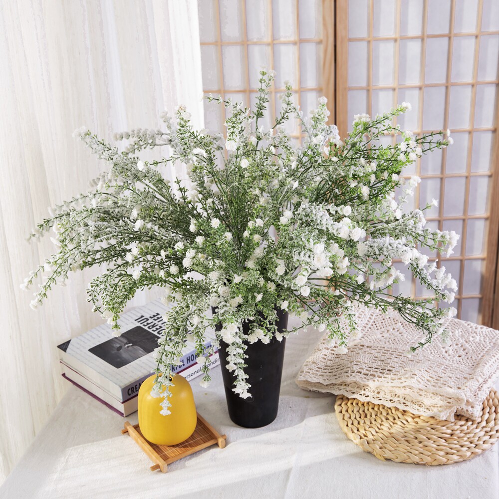 圣诞仿真满天星白色带霜仿真假花婚庆装饰餐桌摆放花塑料高档花卉