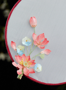 夏日古风手工琉璃莲花发夹