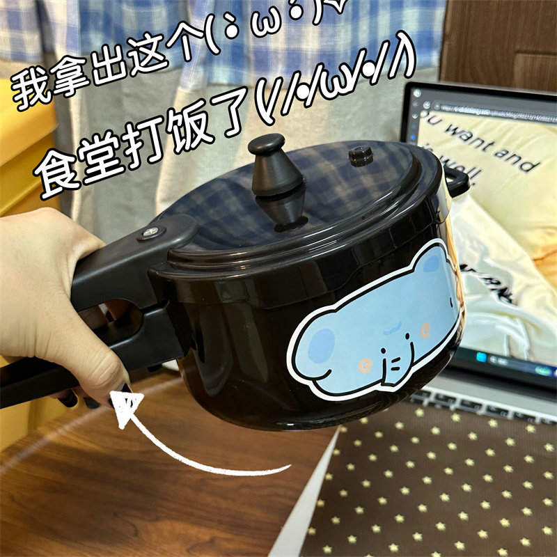 搞怪高压锅造型泡面碗不锈钢带盖大容量学生宿舍食堂打饭碗筷套装