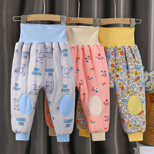 夹棉裤 新款 24月婴儿男女宝宝衣服加厚高腰护肚长裤 子 婴儿秋冬季