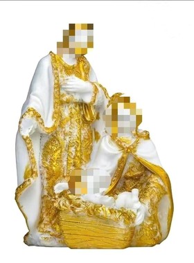 树脂复古天使装饰圣诞节装饰摆件半身像人像小天使抱羊三人组