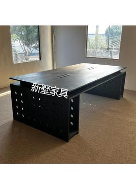 中古海洋板黑色办公电脑桌公司员工工位桌主管办公桌多人会议书桌