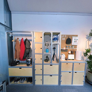 工业风玄关挂衣柜家用开放式 衣柜小户型卧室衣帽间衣架衣服收纳柜