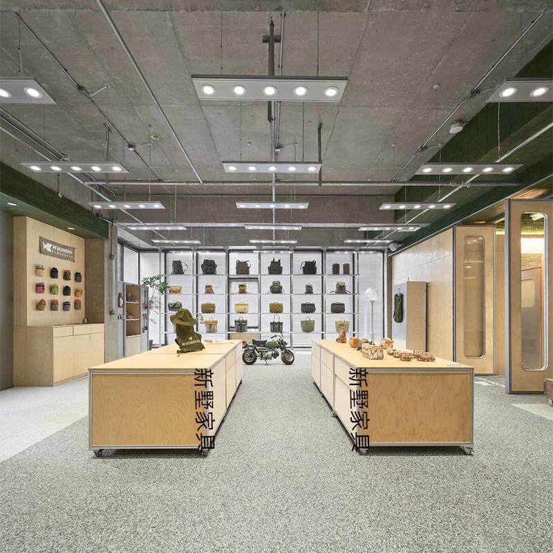 桦木海洋板移动柜服装店展示柜中岛展示台落地式储物柜摆件陈列柜