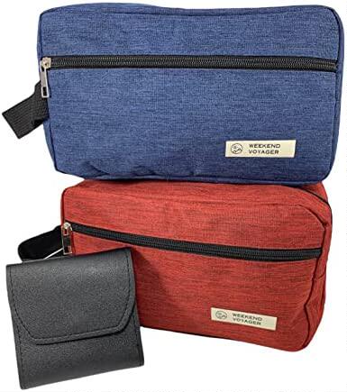 weekend voyager travel toiletry bag and manicure set (blue)