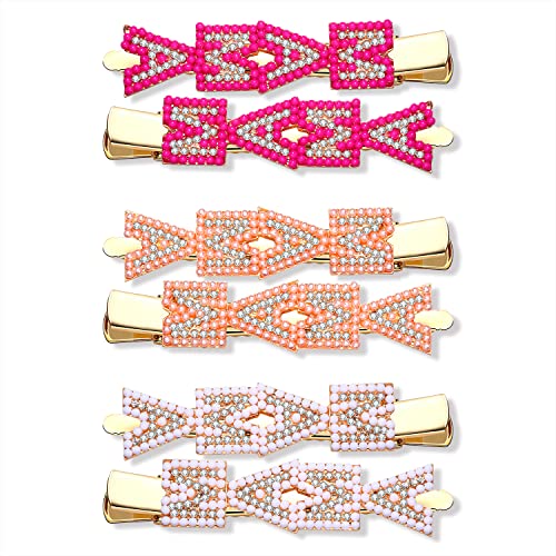 NLCAC 6 Pack Mother's Day Hair Clips Beaded MAMA Hair Clip H