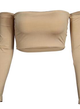 Sexy crop neckline long sleeved T-shirt woman 性感露脐上衣女