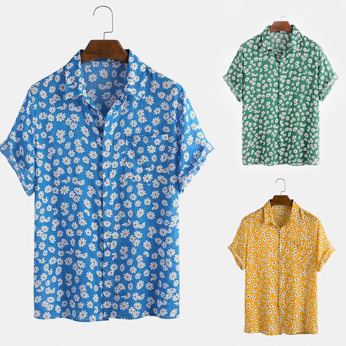 Summer new style printed casual lapel pocket men's cardigan