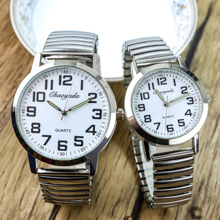 清晰大数字看时间老人表中老年人防水弹簧伸缩带手表送父母石英表