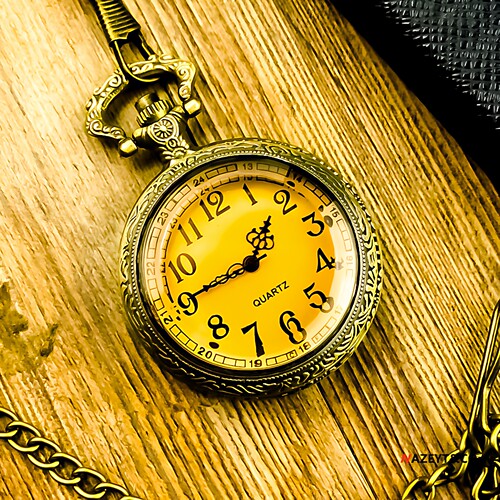 清晰大数字实用怀旧茶色挂表怀表